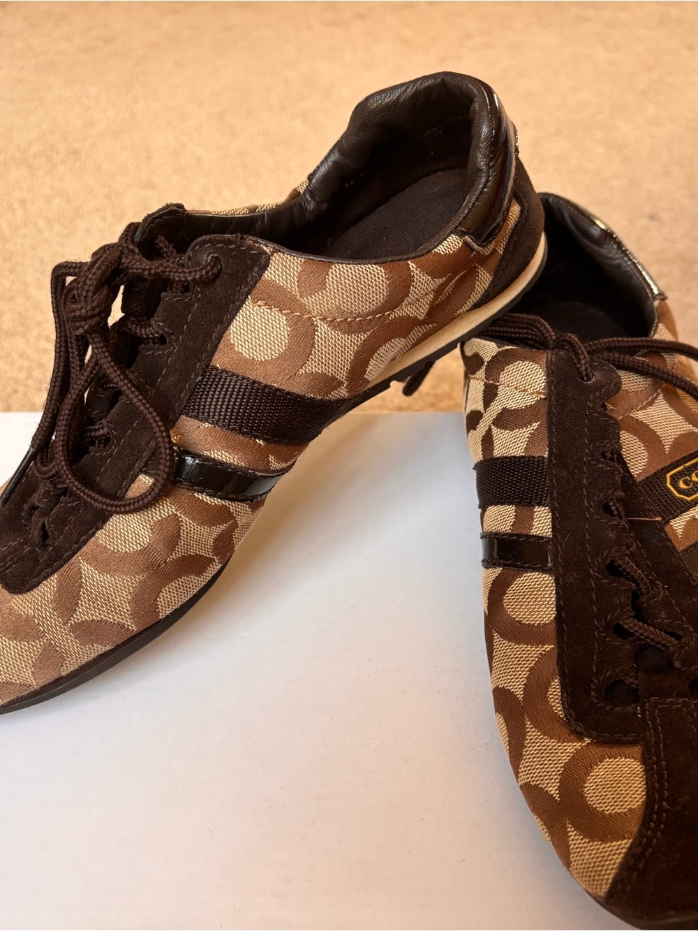 Coach Brown Tan Signature Canvas Sneakers